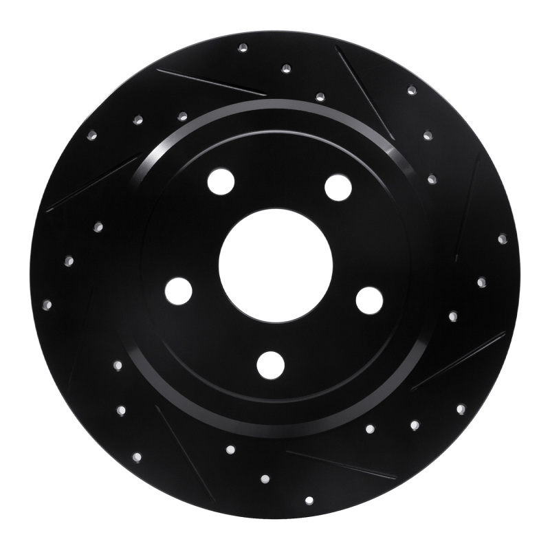 Picture of R1 11-22 Dodge Durango Rear Right Drilled & Slotted Black Brake Rotor