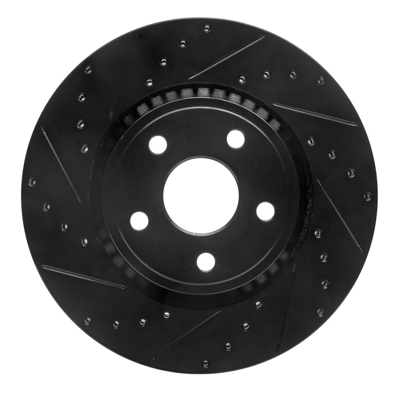 Picture of R1 11-25 Dodge Durango Front Left Drilled & Slotted Black Brake Rotor