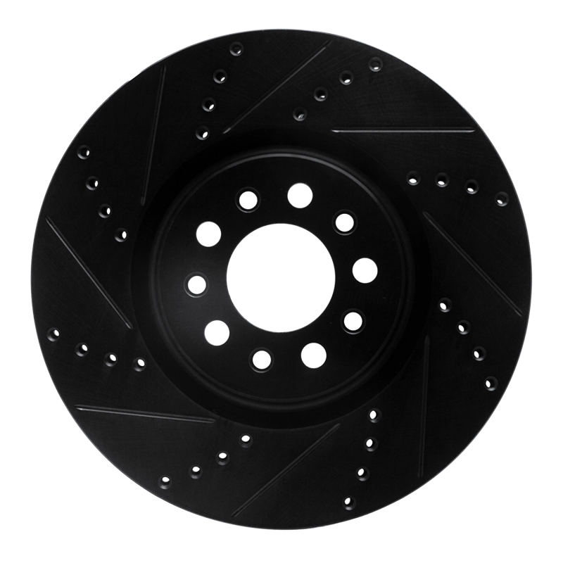 Picture of R1 14-25 Alfa Romeo Tonale Front Left Drilled & Slotted Black Brake Rotor