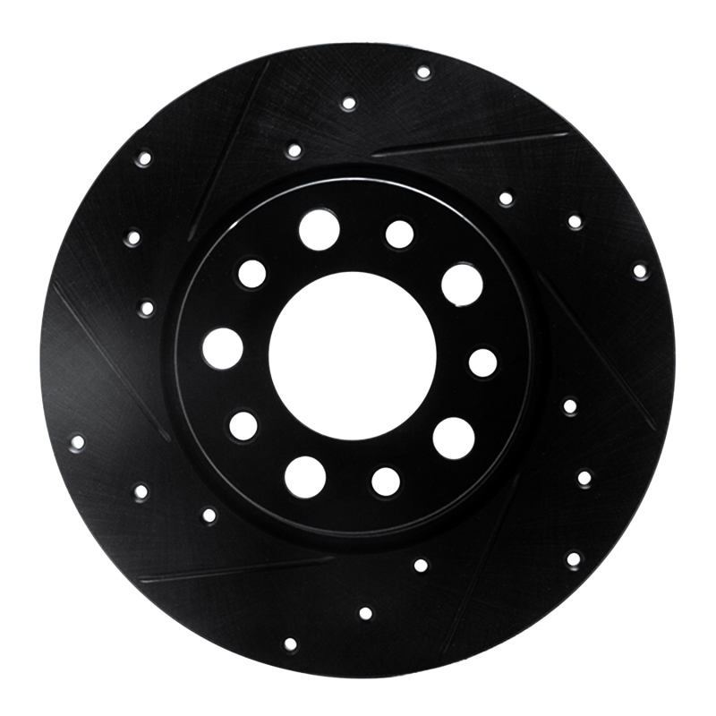Picture of R1 15-25 Alfa Romeo Tonale Rear Left Drilled & Slotted Black Brake Rotor