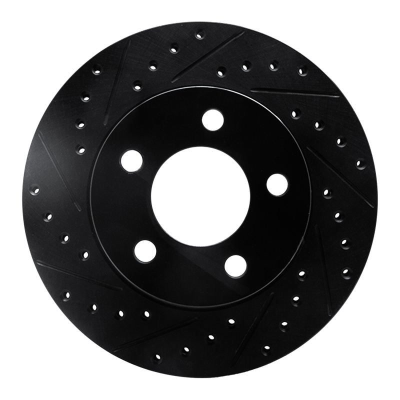 Picture of R1 80-89 American Motors Eagle Front Left Drilled & Slotted Black Brake Rotor
