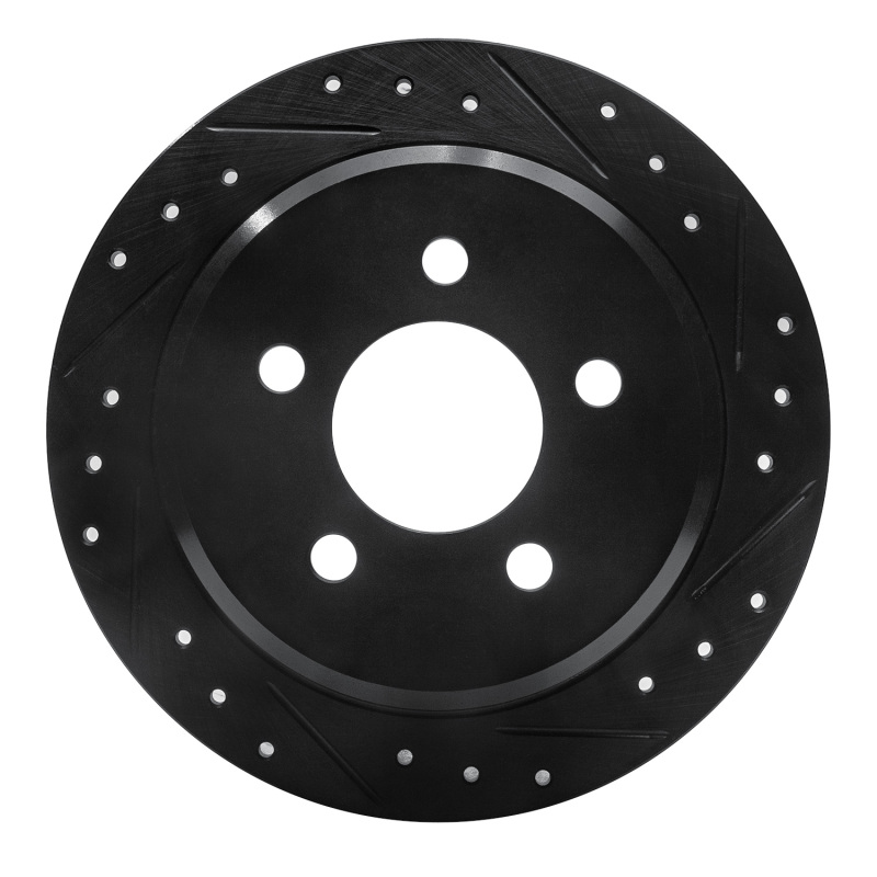 Picture of R1 93-98 Jeep Grand Cherokee Rear Right Drilled & Slotted Black Brake Rotor