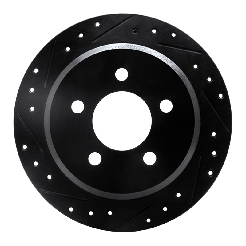 Picture of R1 93-98 Jeep Grand Cherokee Rear Left Drilled & Slotted Black Brake Rotor