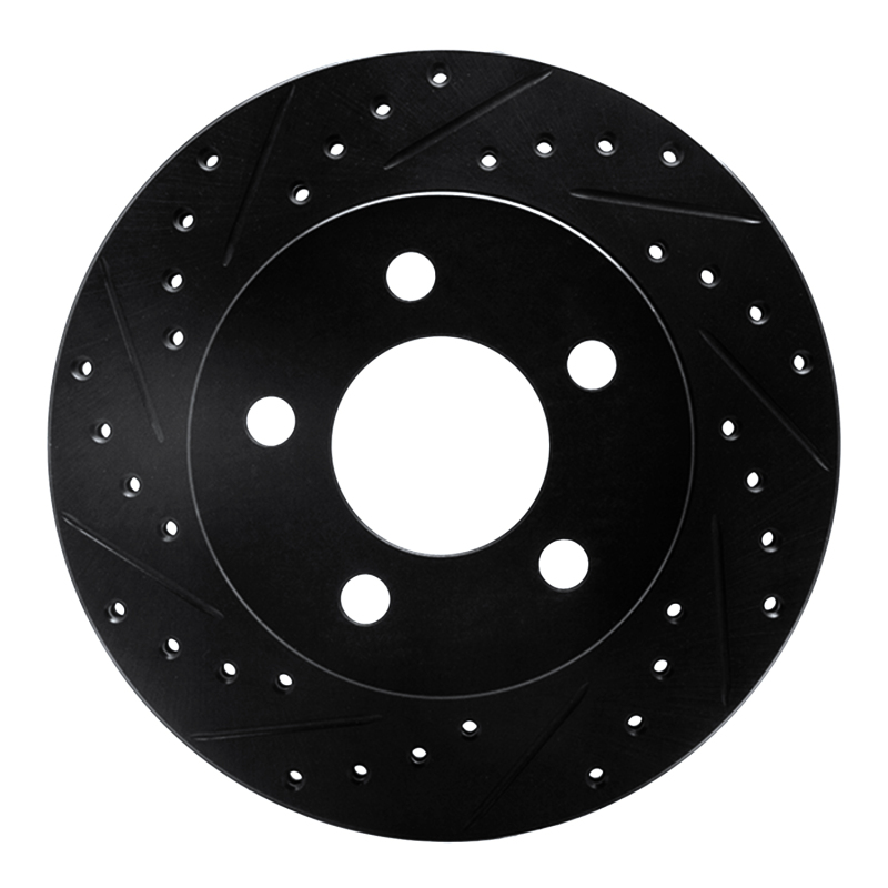 Picture of R1 90-99 Jeep Cherokee Front Left Drilled & Slotted Black Brake Rotor