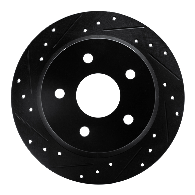 Picture of R1 99-04 Jeep Grand Cherokee Rear Left Drilled & Slotted Black Brake Rotor