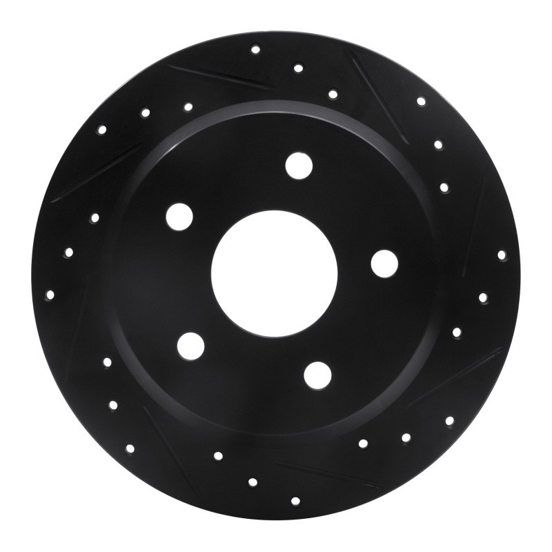 Picture of R1 99-04 Jeep Grand Cherokee Rear Right Drilled & Slotted Black Brake Rotor