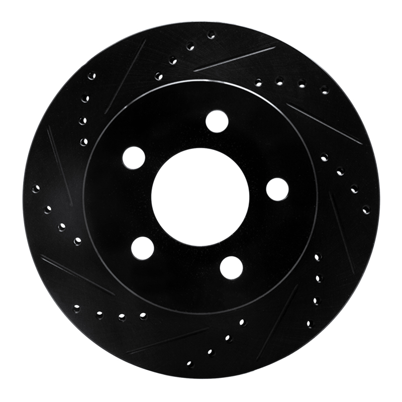 Picture of R1 99-06 Jeep Cherokee Front Left Drilled & Slotted Black Brake Rotor