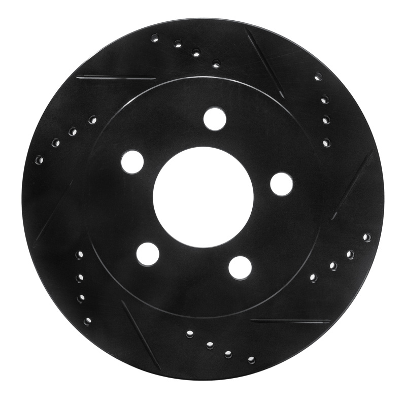 Picture of R1 99-06 Jeep Wrangler Front Right Drilled & Slotted Black Brake Rotor