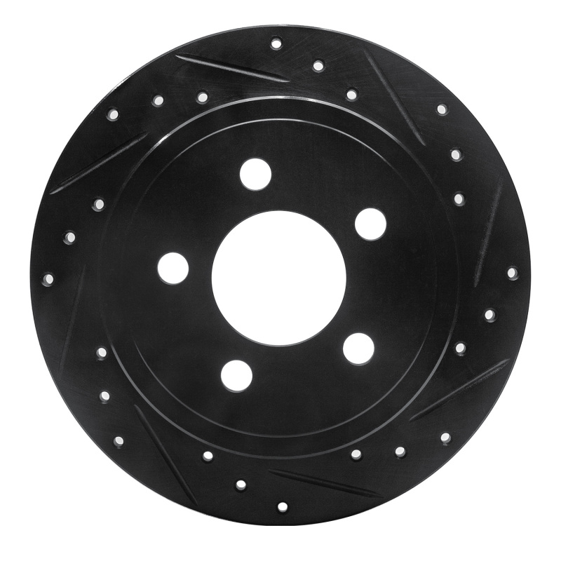 Picture of R1 03-07 Jeep TJ (Canada - See Wrangler for US) Rear Right Drilled & Slotted Black Brake Rotor
