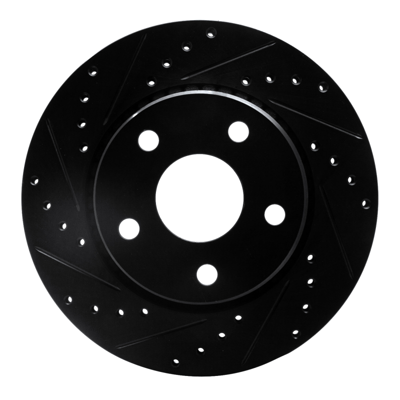 Picture of R1 07-18 Jeep Wrangler Front Left Drilled & Slotted Black Brake Rotor