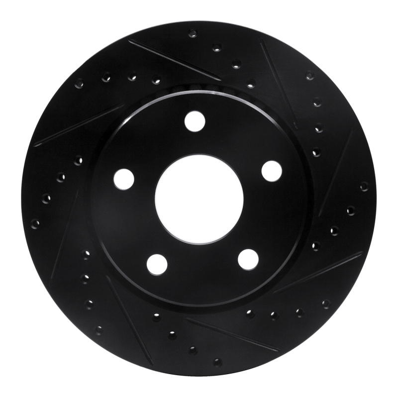 Picture of R1 07-18 Jeep Wrangler Front Right Drilled & Slotted Black Brake Rotor