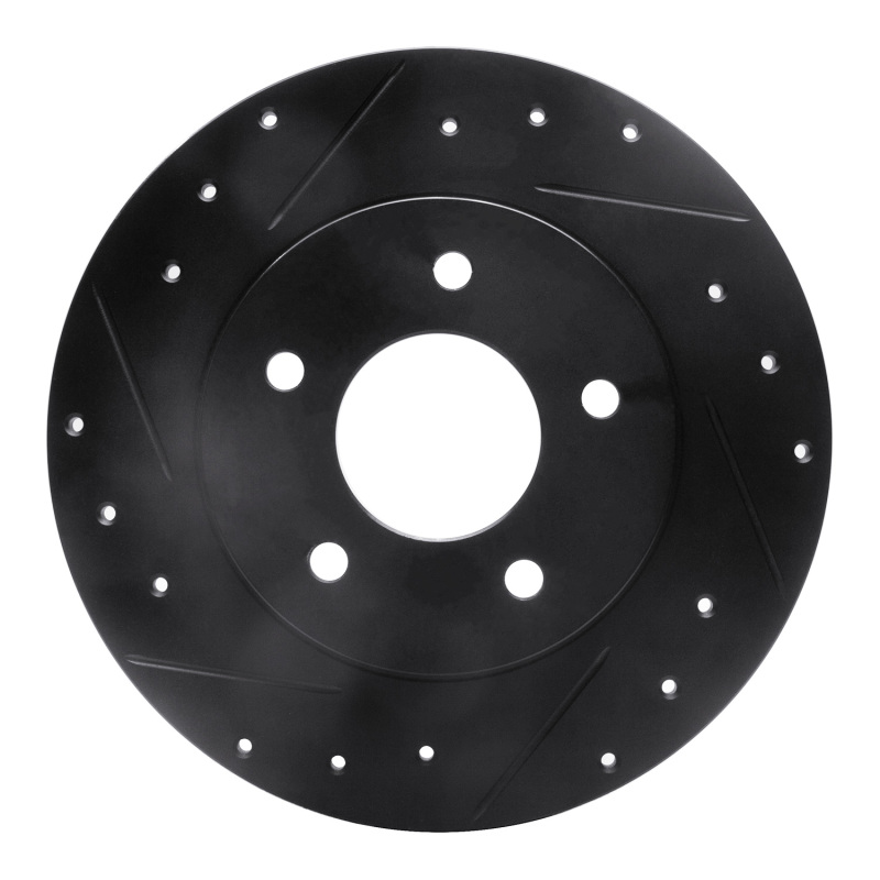 Picture of R1 94-99 Buick Regal Rear Left Drilled & Slotted Black Brake Rotor