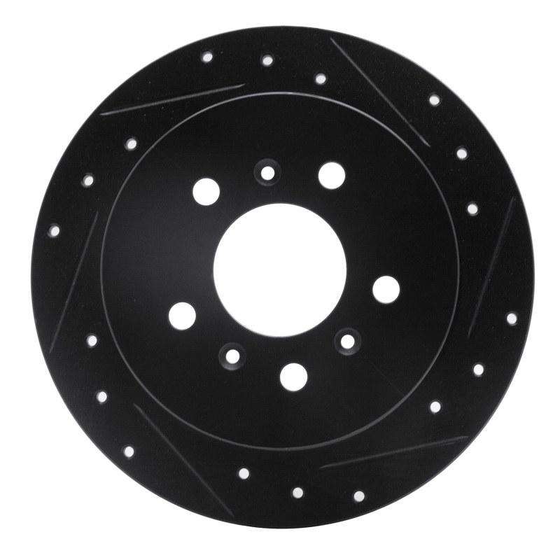 Picture of R1 06-10 Buick LaCrosse Rear Right Drilled & Slotted Black Brake Rotor