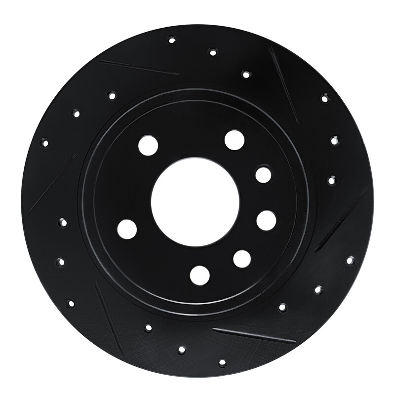 Picture of R1 97-01 Cadillac CATERA Rear Right Drilled & Slotted Black Brake Rotor