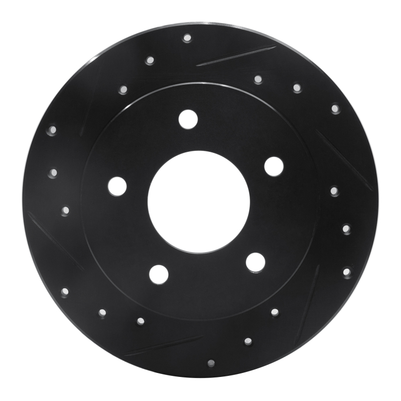 Picture of R1 86-92 Buick Reatta Rear Left Drilled & Slotted Black Brake Rotor
