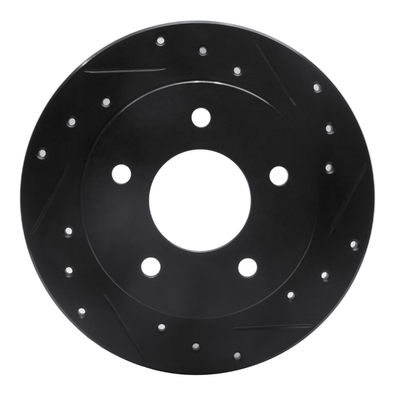 Picture of R1 86-92 Buick Riviera Rear Right Drilled & Slotted Black Brake Rotor