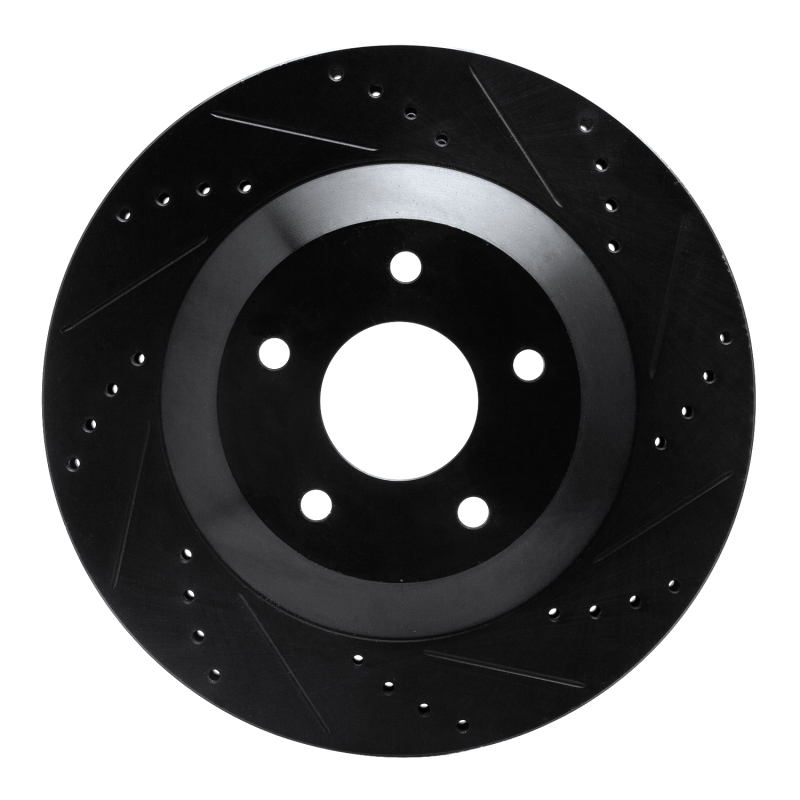 Picture of R1 97-09 Cadillac XLR Left Front Drilled & Slotted Black Brake Rotor