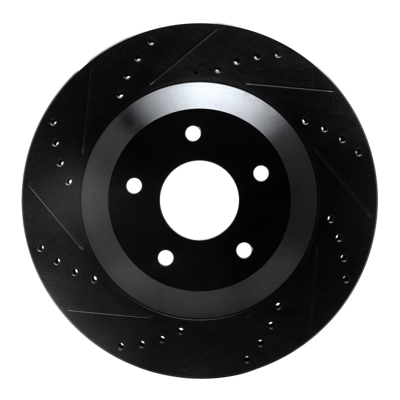 Picture of R1 97-09 Cadillac XLR Right Front Drilled & Slotted Black Brake Rotor