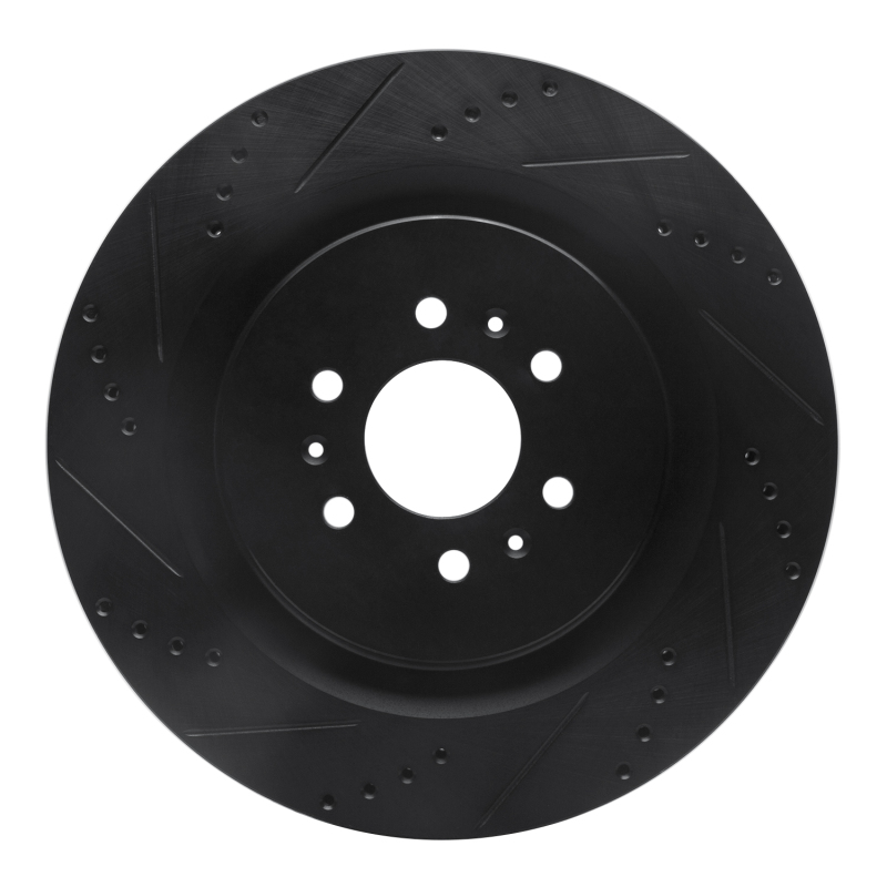 Picture of R1 04-11 Cadillac STS Rear Left Drilled & Slotted Black Brake Rotor