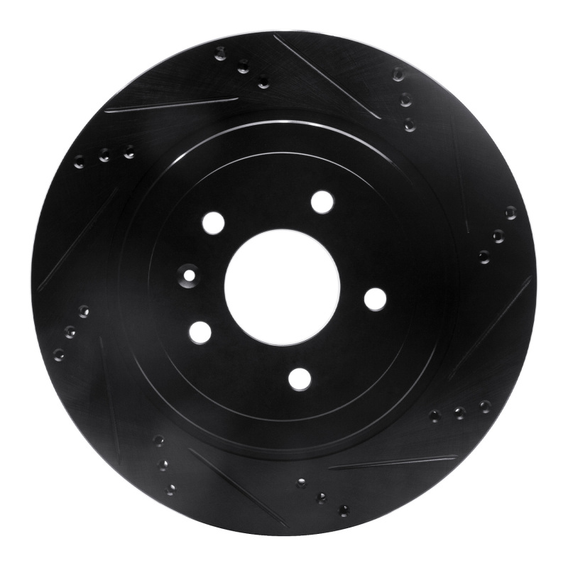 Picture of R1 05-11 Cadillac CTS Rear Right Drilled & Slotted Black Brake Rotor