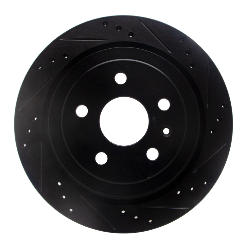 Picture of R1 08-19 Cadillac CTS Rear Right Drilled & Slotted Black Brake Rotor