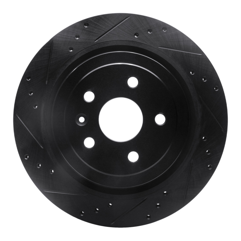 Picture of R1 08-14 Cadillac CTS Rear Left Drilled & Slotted Black Brake Rotor