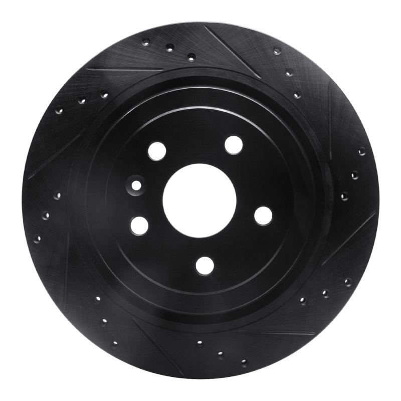 Picture of R1 08-14 Cadillac CTS Rear Right Drilled & Slotted Black Brake Rotor