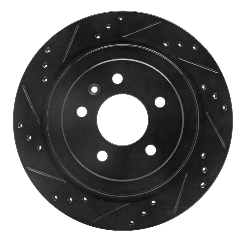 Picture of R1 13-19 Cadillac ATS Rear Left Drilled & Slotted Black Brake Rotor