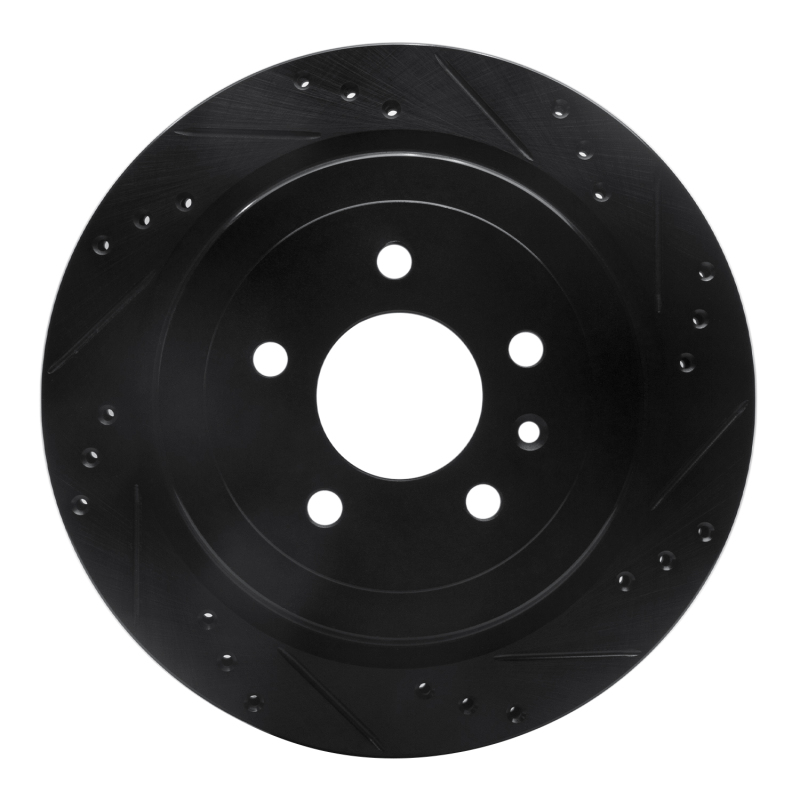 Picture of R1 13-19 Cadillac ATS Rear Right Drilled & Slotted Black Brake Rotor