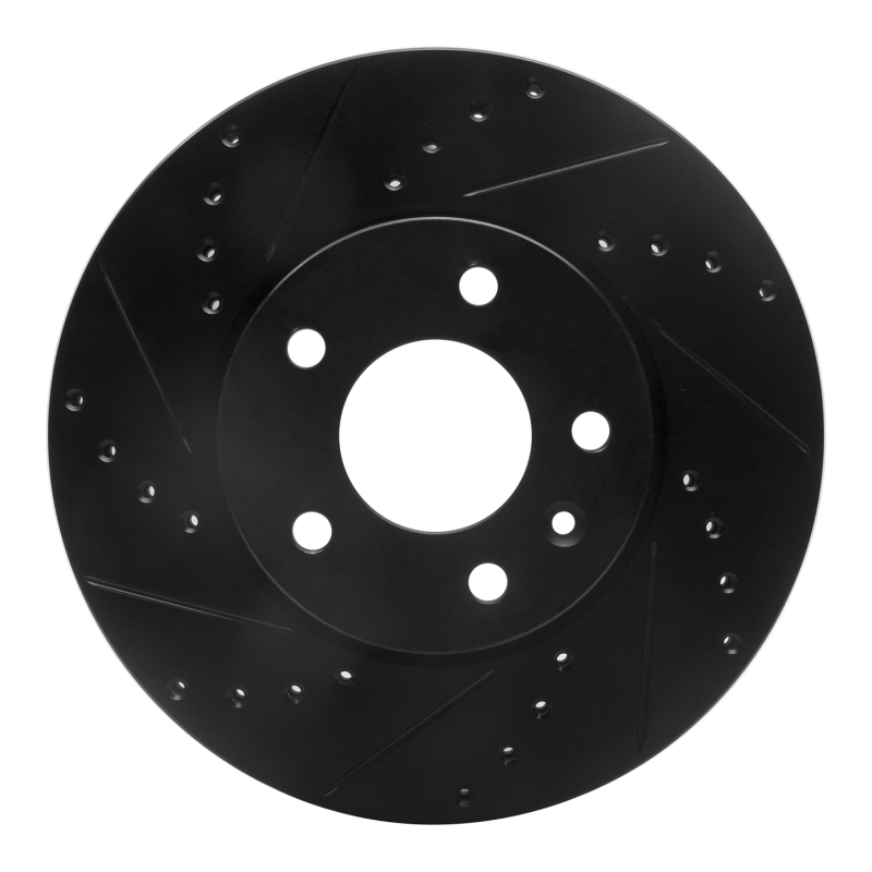 Picture of R1 13-25 Cadillac ATS Front Left Drilled & Slotted Black Brake Rotor