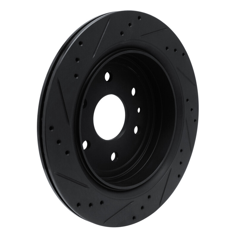 Picture of R1 13-19 Cadillac XTS Rear Right Drilled & Slotted Black Brake Rotor