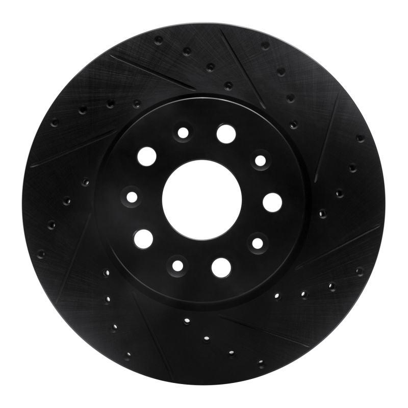Picture of R1 14-20 Cadillac CT6 Front Right Drilled & Slotted Black Brake Rotor