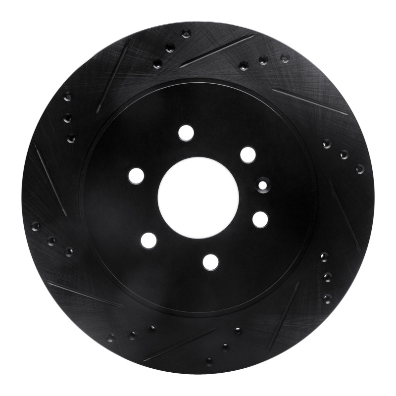 Picture of R1 04-09 Cadillac SRX Rear Left Drilled & Slotted Black Brake Rotor