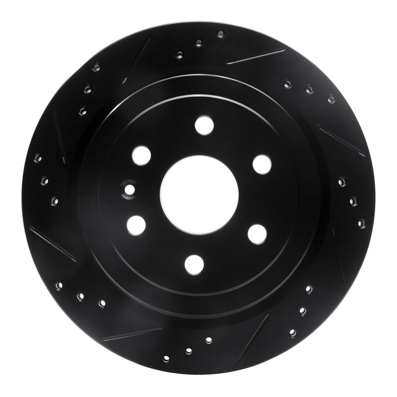 Picture of R1 10-16 Cadillac SRX Rear Left Drilled & Slotted Black Brake Rotor