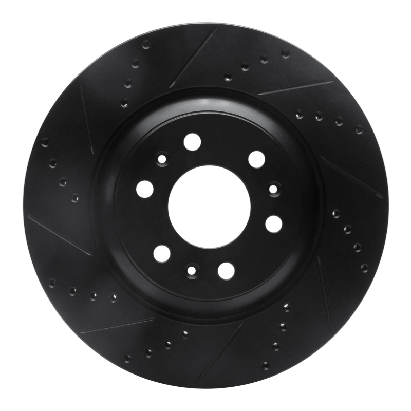 Picture of R1 04-09 Cadillac SRX Front Left Drilled & Slotted Black Brake Rotor