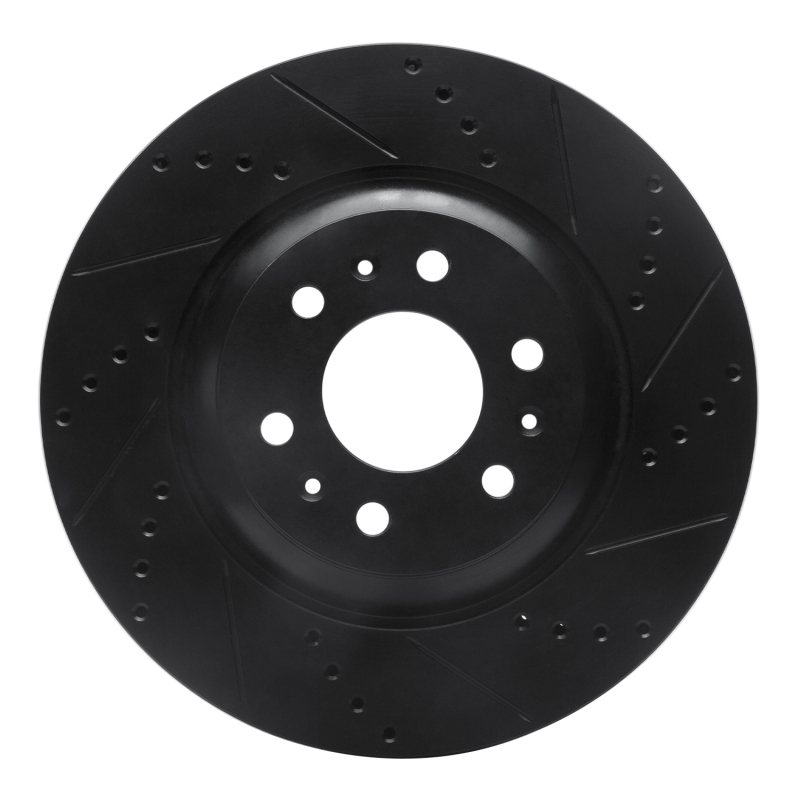 Picture of R1 04-09 Cadillac SRX Front Right Drilled & Slotted Black Brake Rotor