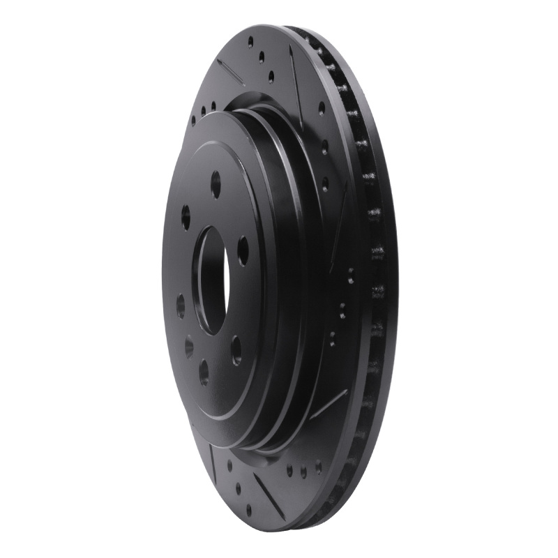 Picture of R1 10-16 Cadillac SRX Rear Right Drilled & Slotted Black Brake Rotor