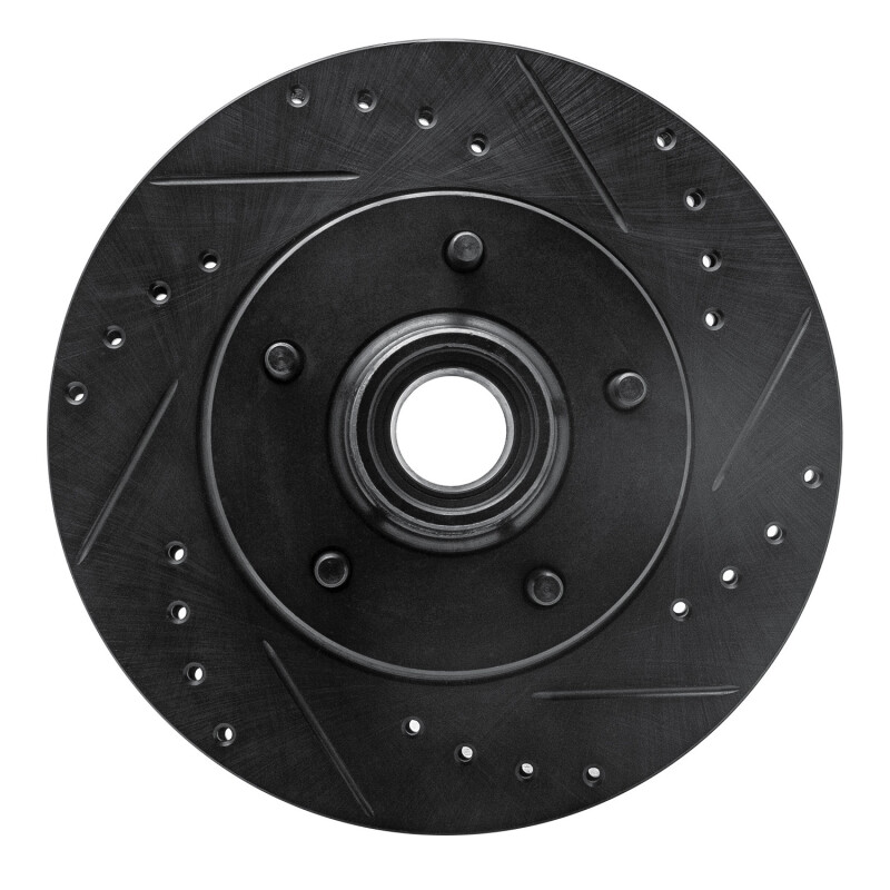 Picture of R1 70-81 Buick Estate Wagon Front Right Drilled & Slotted Black Brake Rotor
