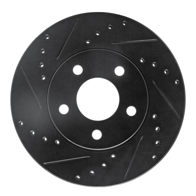 Picture of R1 04-08 Chevrolet Malibu Front Left Drilled & Slotted Black Brake Rotor