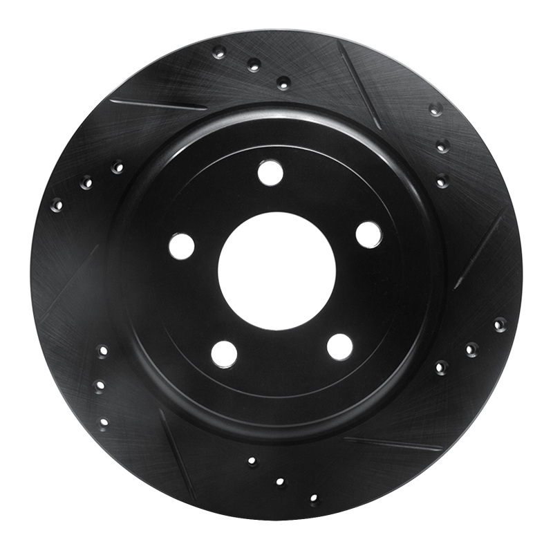 Picture of R1 08-10 Chevrolet Cobalt Rear Right Drilled & Slotted Black Brake Rotor