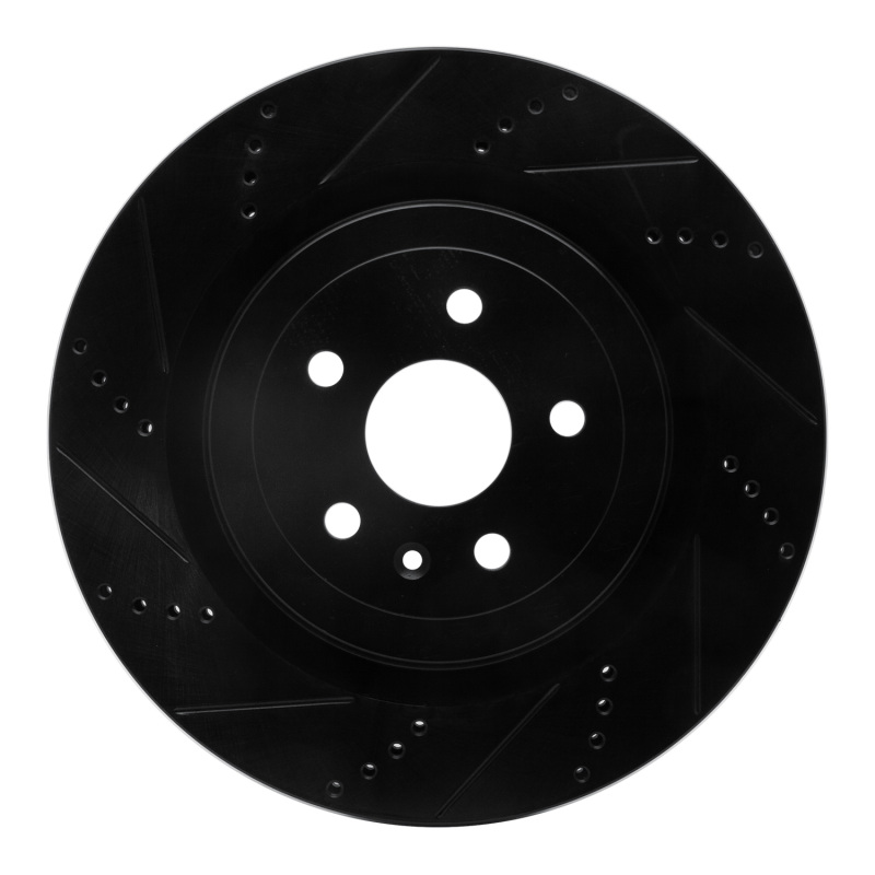 Picture of R1 09-24 Cadillac CTS Rear Left Drilled & Slotted Black Brake Rotor
