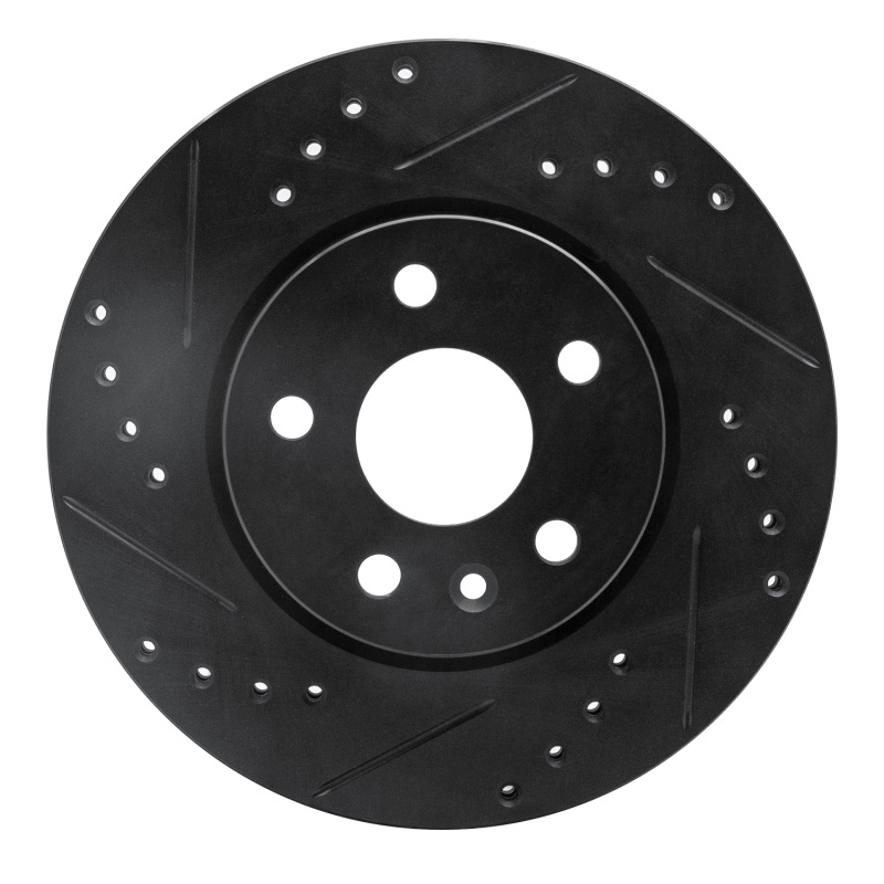 Picture of R1 11-23 Chevrolet Bolt EUV Front Left Drilled & Slotted Black Brake Rotor