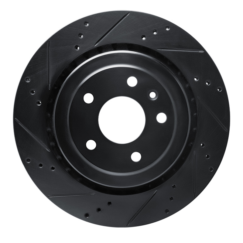 Picture of R1 14-19 Chevrolet Corvette Rear Left Drilled & Slotted Black Brake Rotor