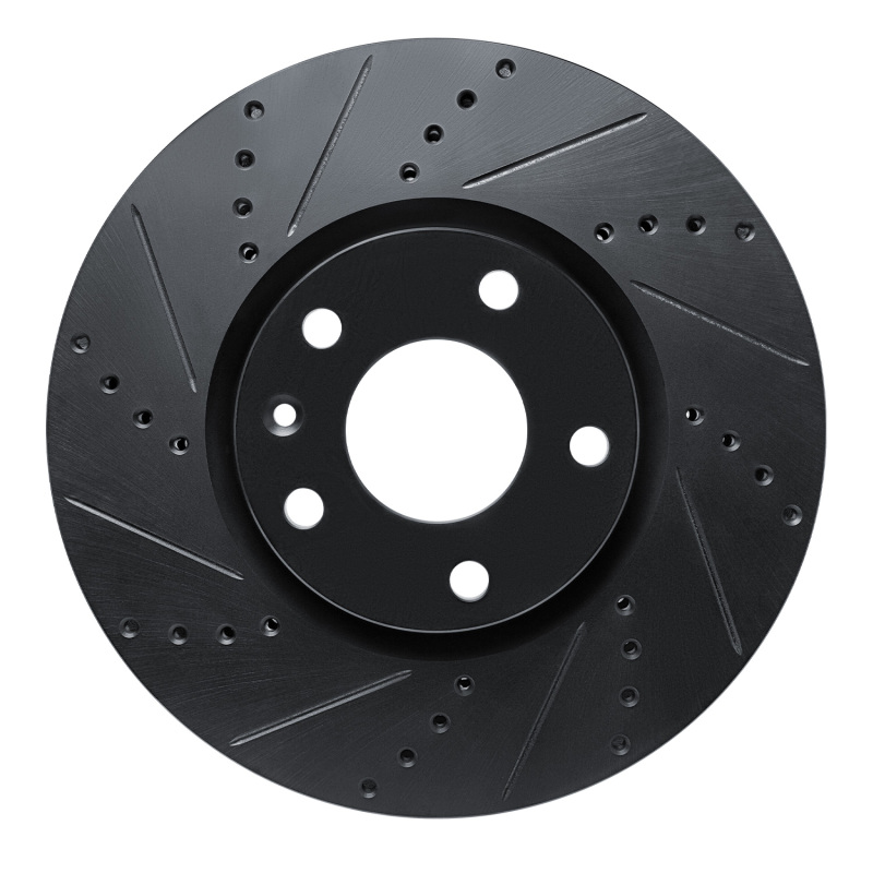 Picture of R1 14-19 Chevrolet Corvette Front Left Drilled & Slotted Black Brake Rotor