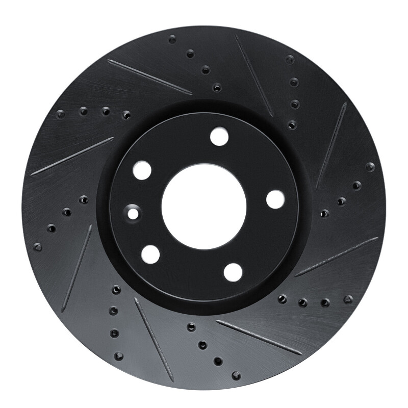 Picture of R1 14-19 Chevrolet Corvette Front Right Drilled & Slotted Black Brake Rotor