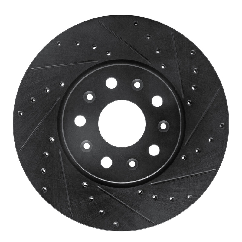 Picture of R1 16-25 Cadillac CT5 Front Right Drilled & Slotted Black Brake Rotor