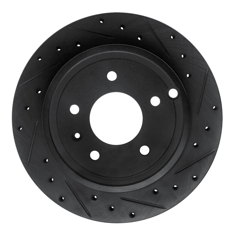 Picture of R1 07-15 Chevrolet Captiva Rear Right Drilled & Slotted Black Brake Rotor