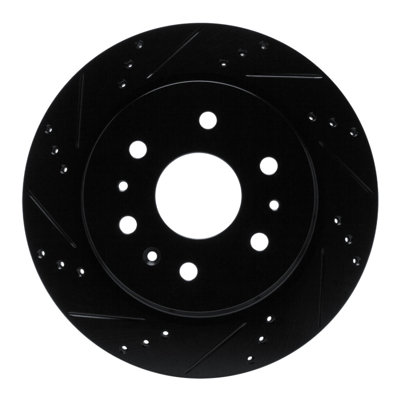 Picture of R1 19-25 Cadillac Escalade Rear Left Drilled & Slotted Black Brake Rotor