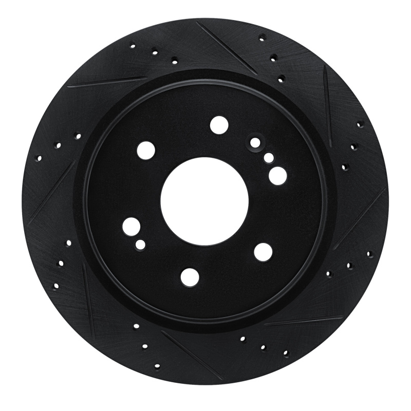 Picture of R1 19-25 Cadillac Escalade ESV Rear Right Drilled & Slotted Black Brake Rotor