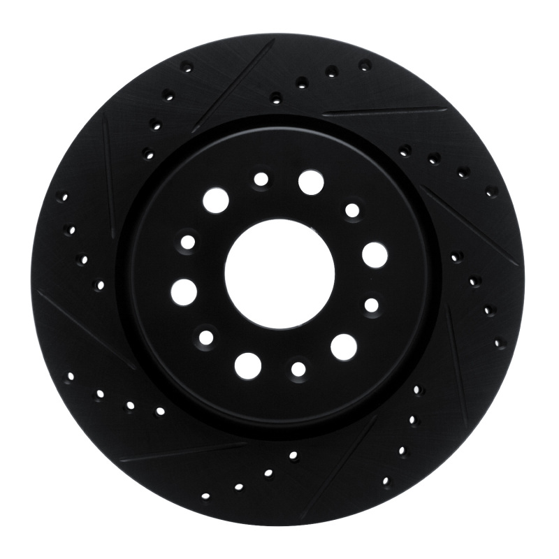Picture of R1 17-25 Buick Enclave Rear Left Drilled & Slotted Black Brake Rotor
